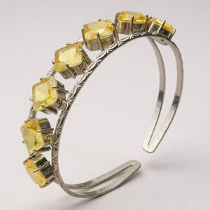 Citrine Gemstone Artisan Handmade Adjustable Bangle Jewelry 21 Gms New